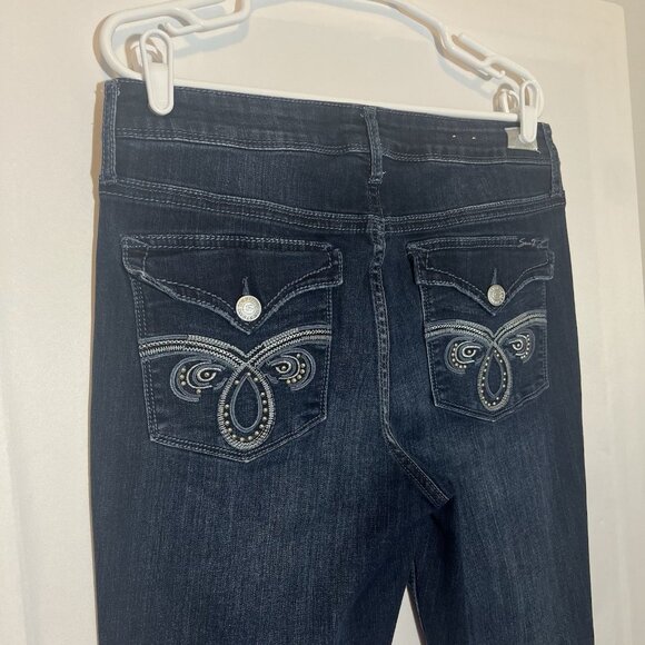 Seven7 Women’s Jeans Size 12 Blue Stretch Denim Mid Rise Slim Bootcut Zipper - Picture 10 of 16